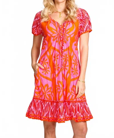 Rubyyaya Lula Life Sorrento Shirred Dress In Melon In Multi