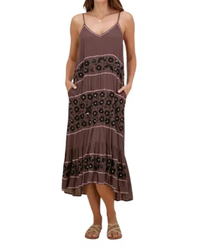 Rubyyaya Spaghetti Straps Charlotte Midi Dress In Chocolate In Multi