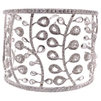 Pre-owned Ruchi New York 18k White Gold Rose-cut Diamond Bangle Bracelet