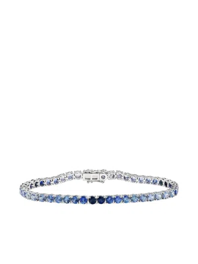 Ruchi New York 18k White Gold Sapphire Ombre Tennis Bracelet In Blue