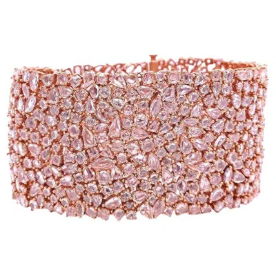 Pre-owned Ruchi New York 49.17ct Rose Cut Diamond Bracelet In 18k Rose Gold In Red