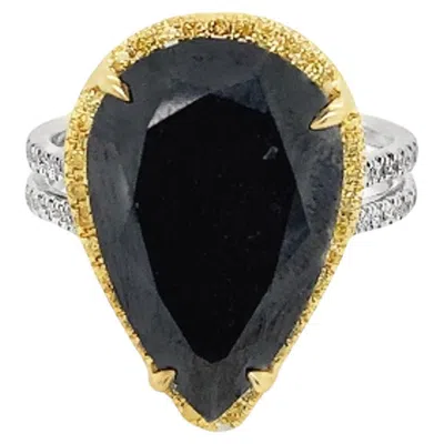 Pre-owned Ruchi New York Black Diamond, Yellow Diamond And White Diamond Ring