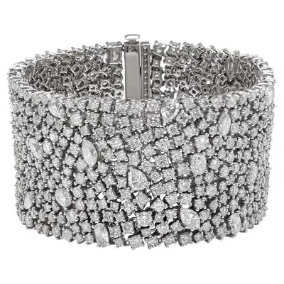 Pre-owned Ruchi New York Ruchi 43.61 Carat Mixed Shaped Diamond White Gold Mesh Style Wide Bracelet
