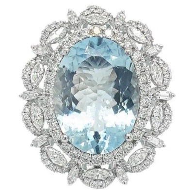Pre-owned Ruchi New York Ruchi Aquamarine And Diamond White Gold Cocktail Ring