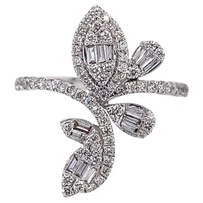 Pre-owned Ruchi New York Ruchi Baguette And Brilliant-cut Diamond White Gold Ring
