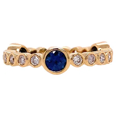 Pre-owned Ruchi New York Ruchi Blue Sapphire And Diamond Yellow Gold Bezel-set Eternity Band