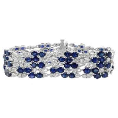 Pre-owned Ruchi New York Ruchi Blue Sapphire & Rosecut Diamond Flexible White Gold Bracelet