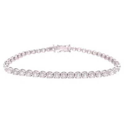 Pre-owned Ruchi New York Ruchi Brilliant-cut Diamond White Gold Crown-set Link Tennis Bracelet