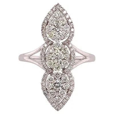 Pre-owned Ruchi New York Ruchi Diamond-cluster White Gold Long Cocktail Ring