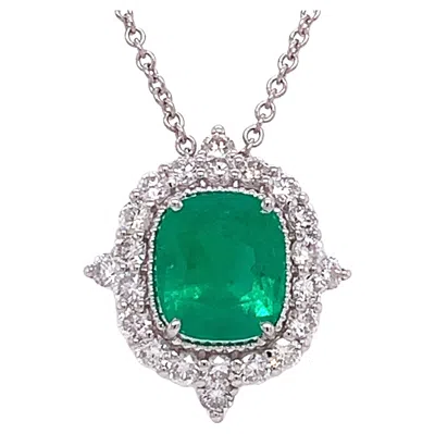 Pre-owned Ruchi New York Ruchi Emerald And Brilliant-cut Diamond White Gold Pendant Necklace