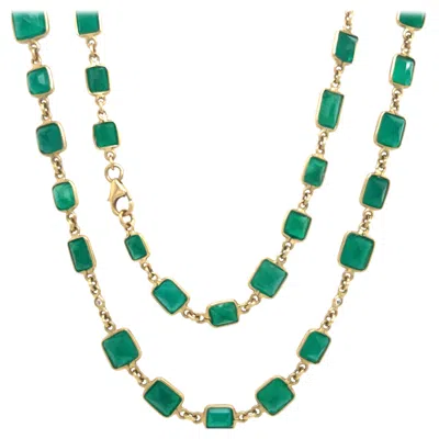 Pre-owned Ruchi New York Ruchi Emerald With Diamond Yellow Gold Bezel-set Wrap Necklace