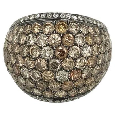 Pre-owned Ruchi New York Ruchi Fancy And White Diamond White Gold Cocktail Ring