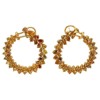 Pre-owned Ruchi New York Ruchi Fancy Colored Diamond Yellow Gold C-shape Earrings