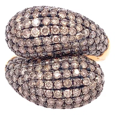 Pre-owned Ruchi New York Ruchi Fancy Diamond Black Rhodium Cocktail Bypass Ring