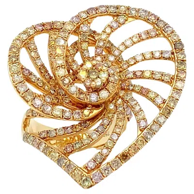 Pre-owned Ruchi New York Ruchi Fancy Diamond Yellow Gold Spiral Cocktail Ring