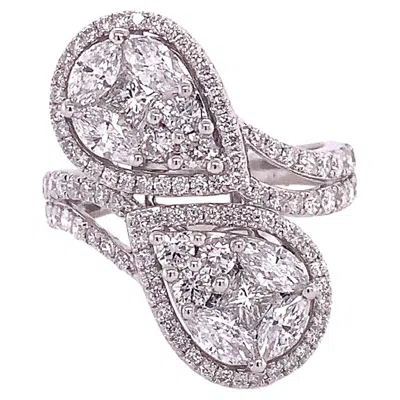 Pre-owned Ruchi New York Ruchi Mixed-shape Diamond Double-pear Bypass White Gold Ring
