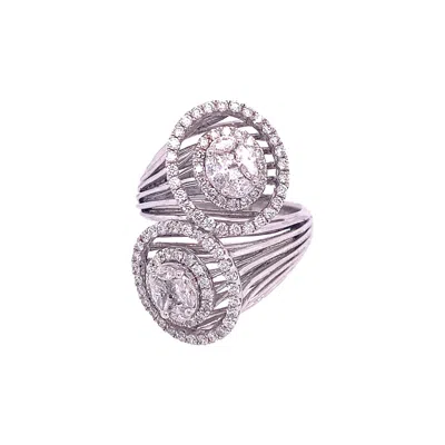 Pre-owned Ruchi New York Ruchi Mixed-shape Diamond Illusion White Gold Bypass Ring