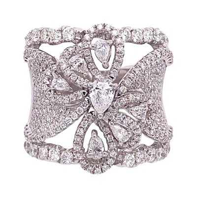 Pre-owned Ruchi New York Ruchi Mixed-shape Diamond White Gold Cocktail Ring