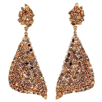 Pre-owned Ruchi New York Ruchi Mixed-shape Fancy Diamond Yellow Gold Chandelier Earrings