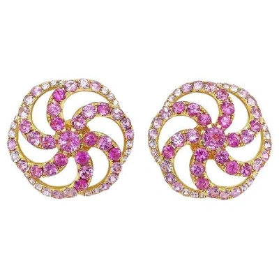 Pre-owned Ruchi New York Ruchi Ombré Pink Sapphire Yellow Gold Wheel Stud Earrings