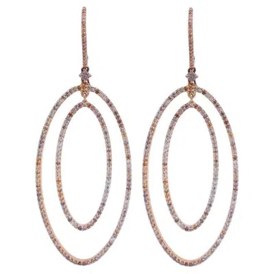 Pre-owned Ruchi New York Ruchi Pavé Fancy Diamond Yellow Gold Double-oval Drop Earrings