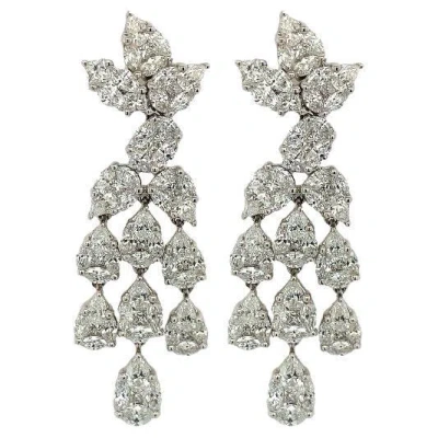Pre-owned Ruchi New York Ruchi Pear-shape Diamond White Gold Dangle Earrings