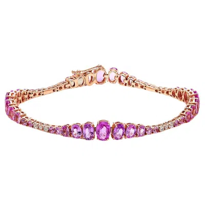 Pre-owned Ruchi New York Ruchi Pink Sapphire And Diamond Rose Gold Link Bracelet In Red