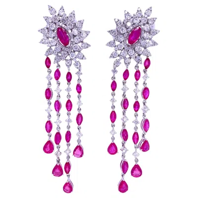Pre-owned Ruchi New York Ruchi Ruby And Brilliant-cut Diamond White Gold Chandelier Earrings