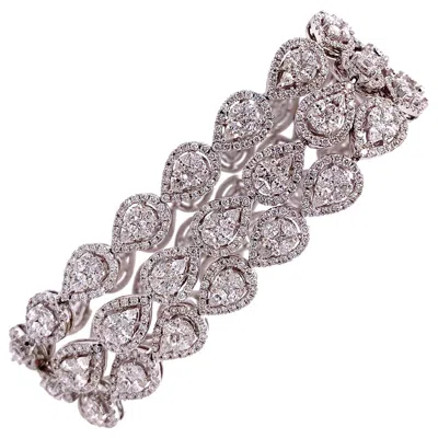 Pre-owned Ruchi New York Ruchi Three-strand Mixed Cut Diamond With Pear Shape Frame White Gold Bracelet