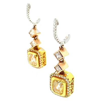Pre-owned Ruchi New York Ruchi Yellow And White Diamond Two-tone Gold Drop Earrings