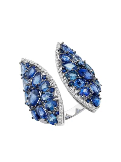 Ruchi New York Silver Sapphire And Diamond Skylight Ring In Metallic