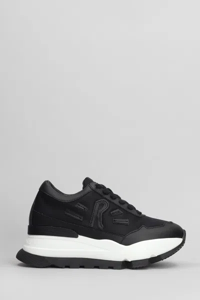 Ruco Line Aki Sneakers In Black Leather And Fabric