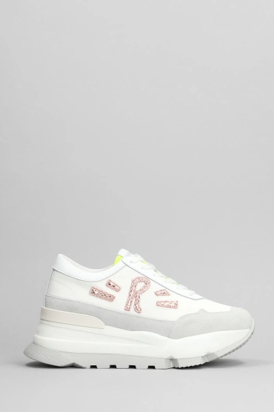 Ruco Line Aki Trainers In White Suede And Fabric
