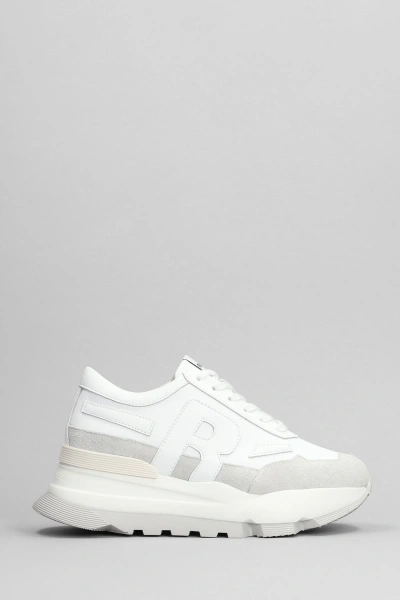 Ruco Line Aki Sneakers In White Suede And Leather