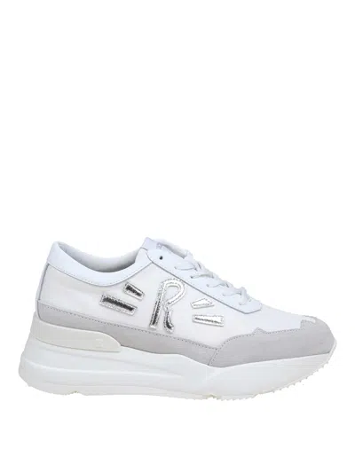 Ruco Line White Silver Leather Sneakers In Blanco