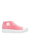 Rucoline Man Sneakers Coral Size 9 Soft Leather, Textile Fibers In Red
