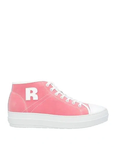 Rucoline Man Sneakers Coral Size 9 Soft Leather, Textile Fibers In Red