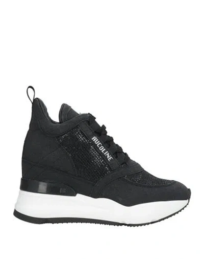 Rucoline Woman Sneakers Black Size 5 Calfskin, Textile Fibers