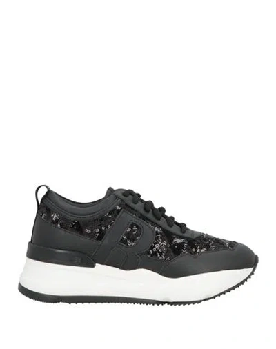 Rucoline Woman Sneakers Black Size 7 Leather, Textile Fibers