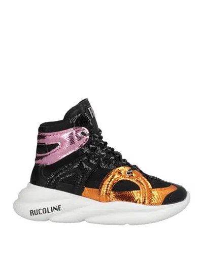 Rucoline Woman Sneakers Black Size 7 Sheepskin, Calfskin, Textile Fibers