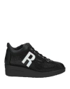Rucoline Woman Sneakers Black Size 8 Soft Leather, Textile Fibers In Black