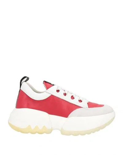 Rucoline Woman Sneakers Red Size 10 Calfskin, Pvc - Polyvinyl Chloride, Thermoplastic Polyurethane,
