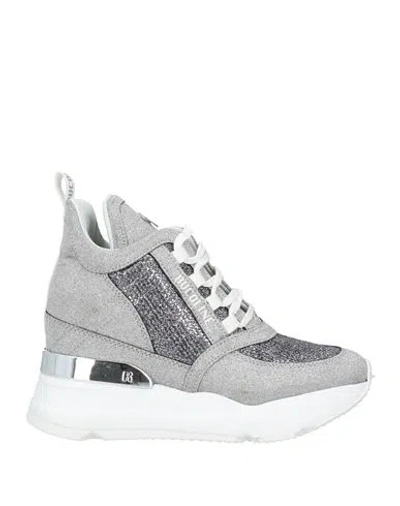 Rucoline Woman Sneakers Silver Size 4 Calfskin, Textile Fibers