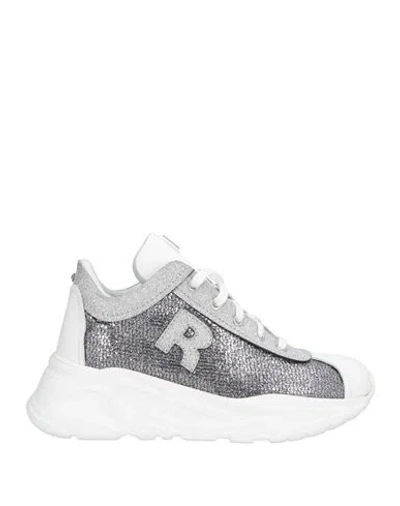 Rucoline Woman Sneakers Silver Size 5 Calfskin, Textile Fibers