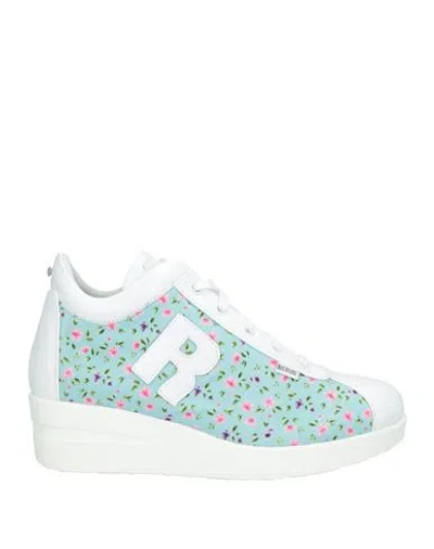 Rucoline Woman Sneakers Sky Blue Size 7 Calfskin, Textile Fibers