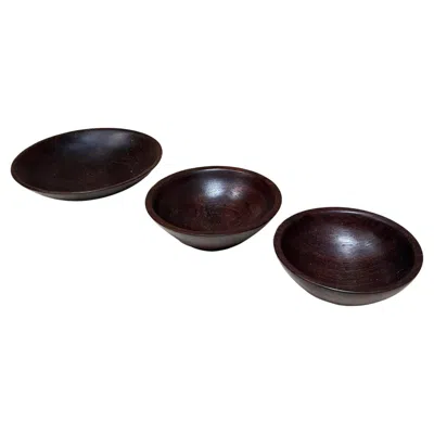 Pre-owned Rude Osolnik 2017 Handcrafted Rosewood Three Bowl Set Signed Adw In Brown