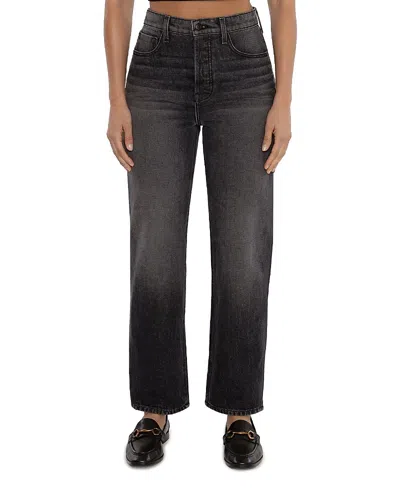 Rüdes Denim High Rise Tracy Straight Jean In Driftwood In Black