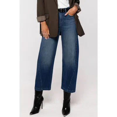 Rüdes Denim Mid Rise Gail Barrel In Medium Blue In Animal Print