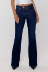 Rüdes Denim High Rise Isabella Mini Flare Jeans In Dark Blue In Blue