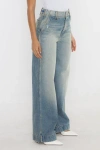 Rüdes Denim High Rise Rosalie Trouser Jeans In Denim Wash In Pebble Blue